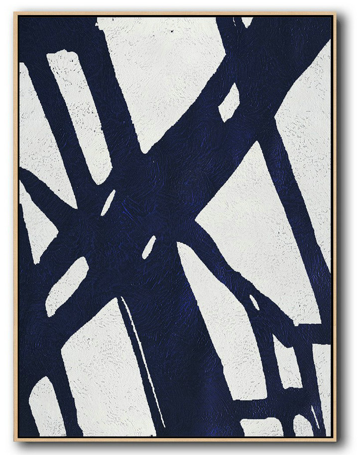 Buy Hand Painted Navy Blue Abstract Painting Online,Hand-Painted Canvas Art #X6Z7
